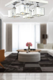 Ri̇Vi̇A 4-Piece Chrome Plated Plafonier Stone Living Room Chandelier