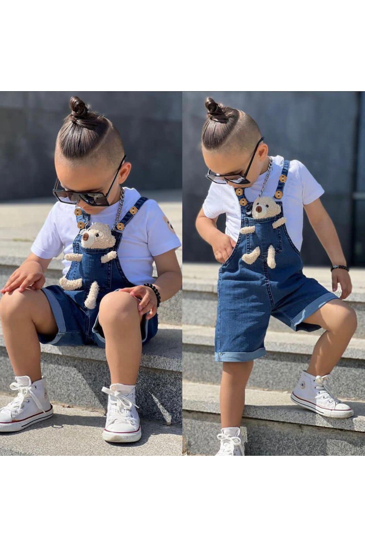 Baby Boy Jeans Short Slope Set With Toy Visuals Dark Blue