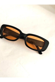 Unisex Orange Black Square Rectangle Vintage Retro Sunglasses