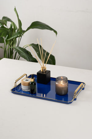 Navy Blue Tray Presentation Decorative Home Tableware Kitchen Tea Coffee Tray