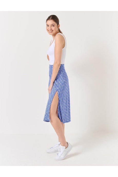 Cobalt High Waist Patterned Midi Skirt - Swordslife