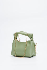 Mint Green Shk24 Soft Leather Knot Detailed Chain Strap Hand And Shoulder Bag L:14 E:22 W:8 Cm