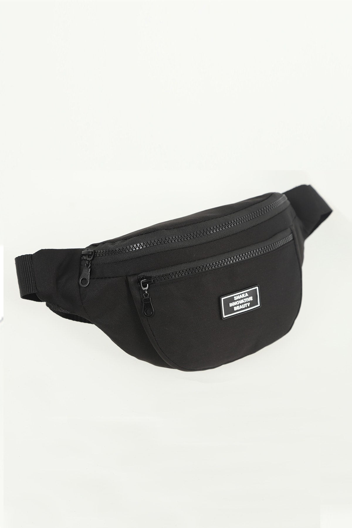 U8 Black 2 Compartment Unisex Waist Bag Width:38 Length:17 Width:7