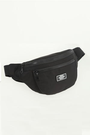 U8 Black 2 Compartment Unisex Waist Bag Width:38 Length:17 Width:7