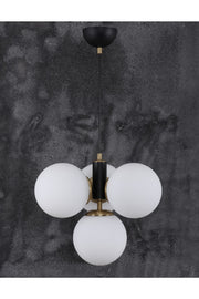 Hector 4-Piece Black Antique White Glass Chandelier