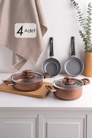 Granite Effect Mini Cookware And Pan Set - 6 Piece Cookware Set