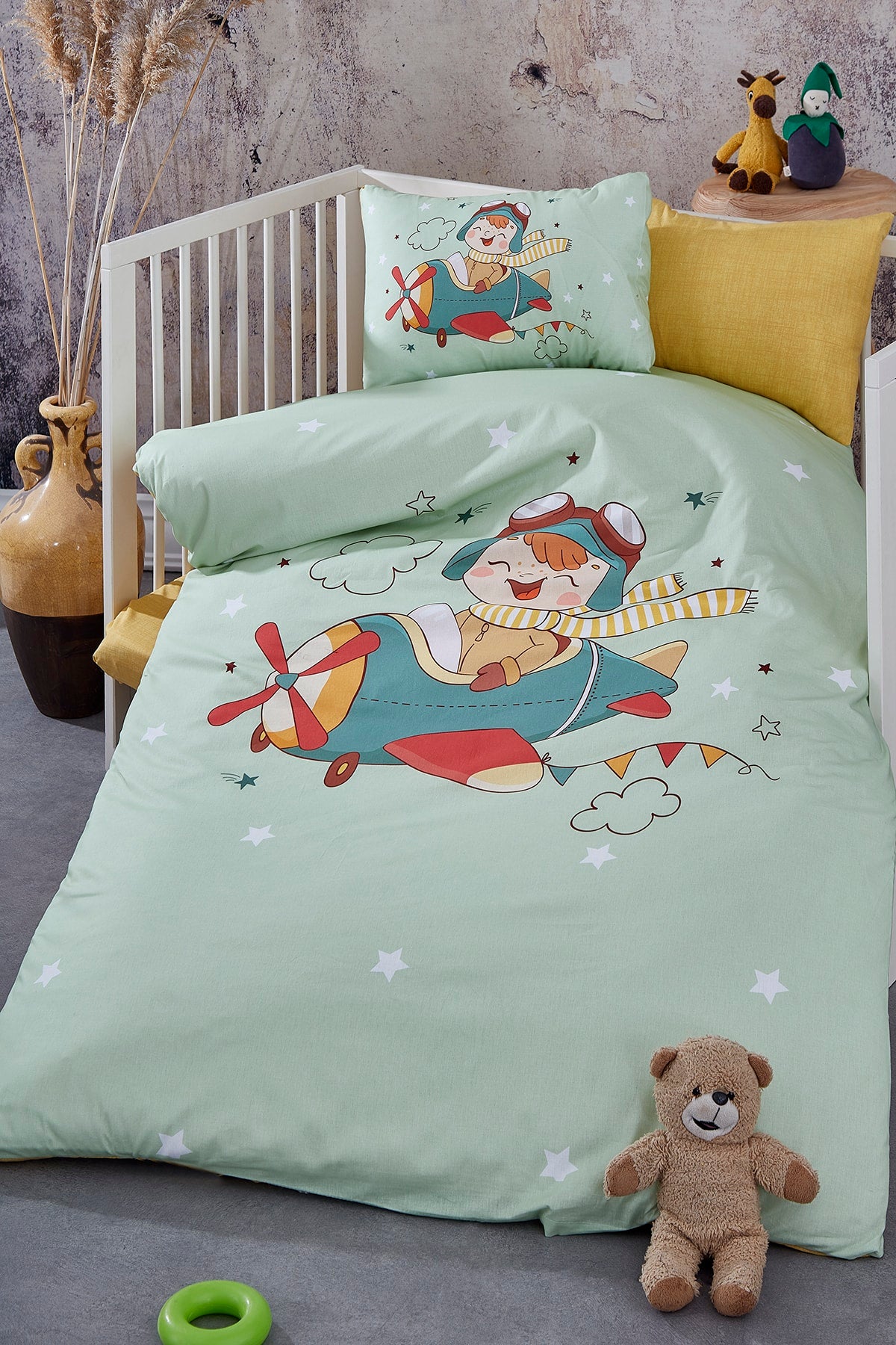 Pilot Digital Printed 3D Cotton Baby Duvet Cover Set
