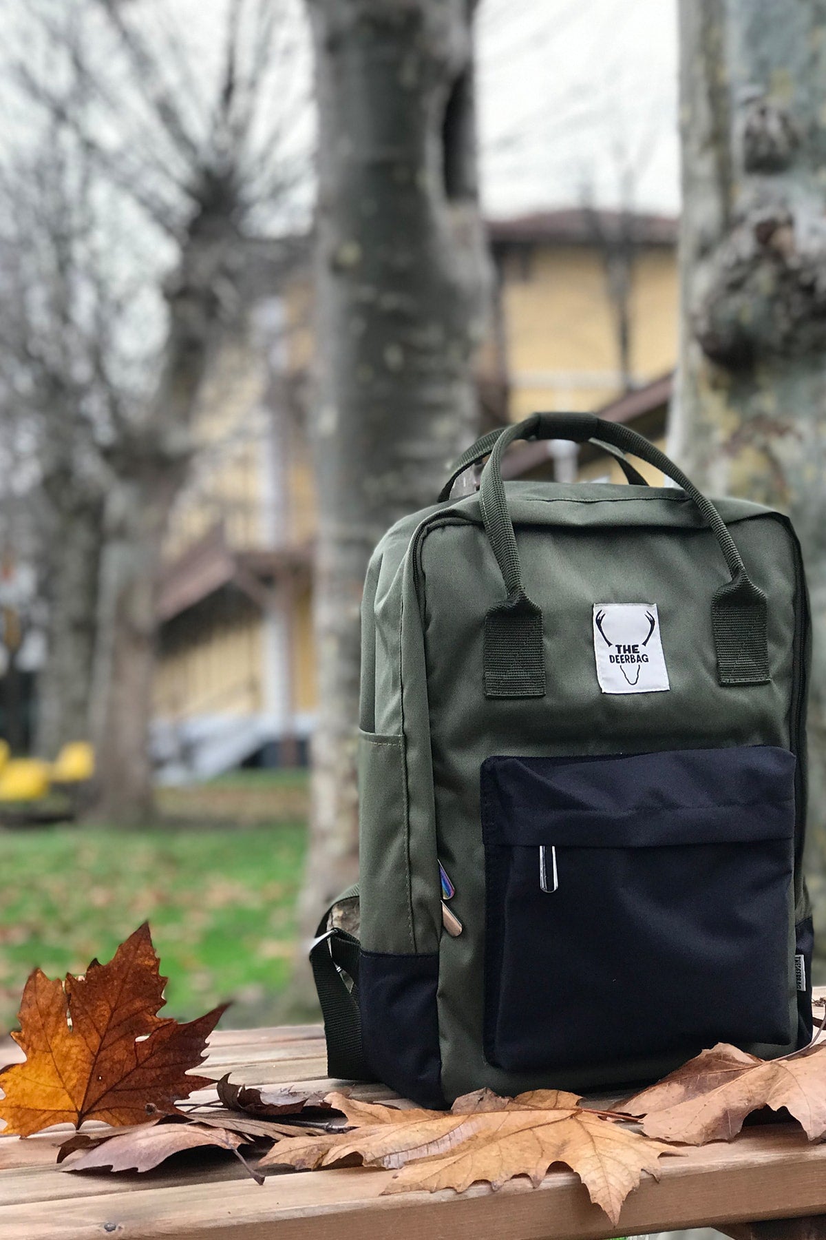 Unisex Waterproof Khaki Black Backpack , Laptop Bag