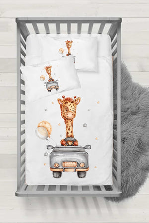 Giraffe Patterned Baby Duvet Cover Set With Trolley