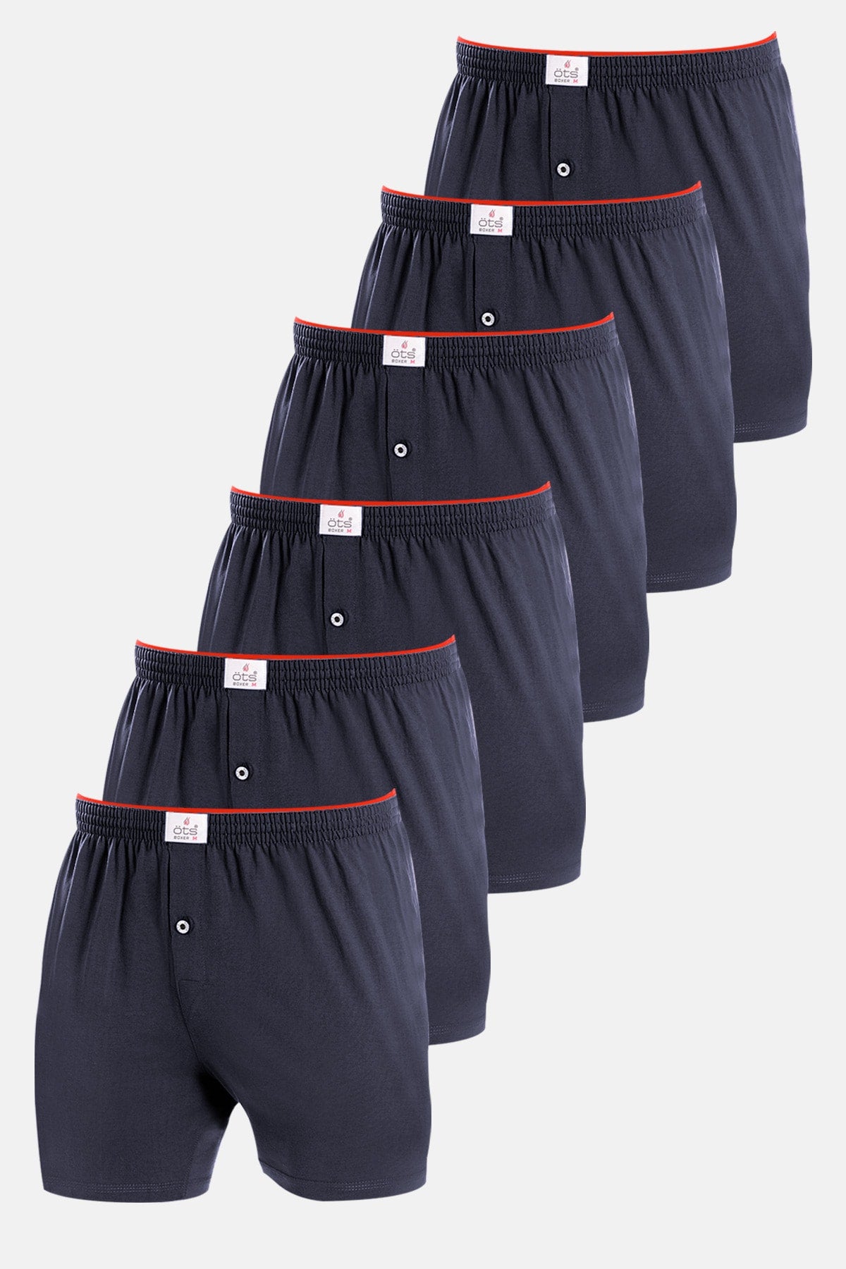 6 Pack Men'S Single Jersey Boxer Navy Blue Cotton