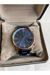Navy Blue Rose Gold Color Unisex Premium Wristwatch