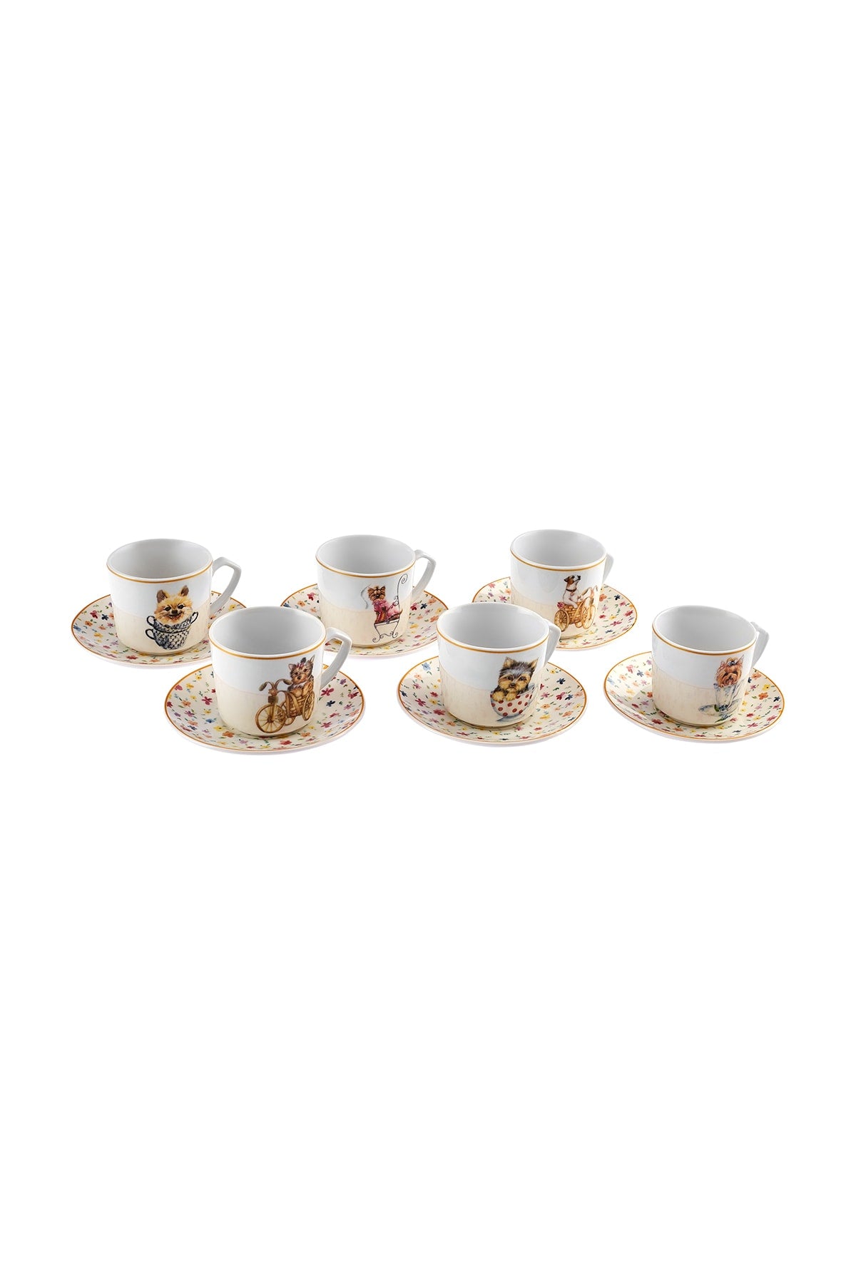 Set Of 6 Coffee Cups With Dog 80 Ml