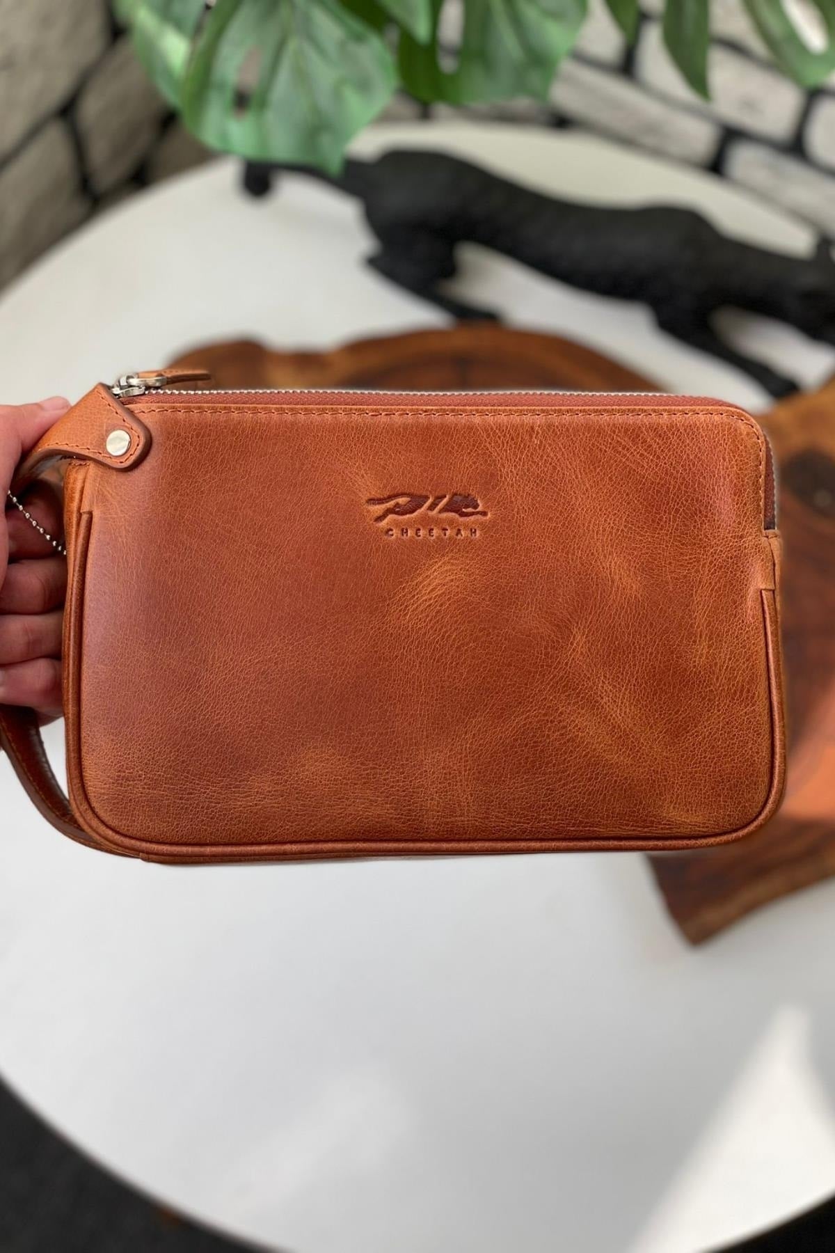 Genuine Leather Double Zipper Unisex Handbag