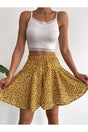 Flower Patterned Yellow Short Skirt - Swordslife