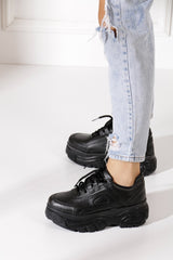 Casual Women's Black Sneakers High Sole 6 Cm Comfortable Lightweight Sneaker 001