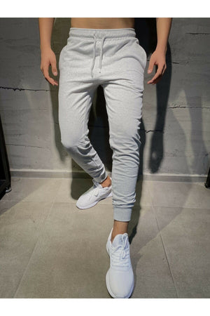 Herren Sommer Grau Jogginghose Jogger Slim Fit Baumwolle Slim Fit
