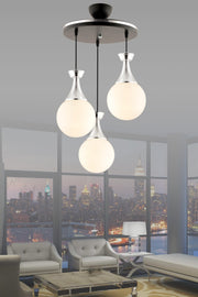 Minel 3 Piece Tray Black To Chrome White Glop Glass Lighting