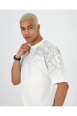 Unisex Oversize Shawl Pattern Printed 2 Thread - Cotton T-Shirt