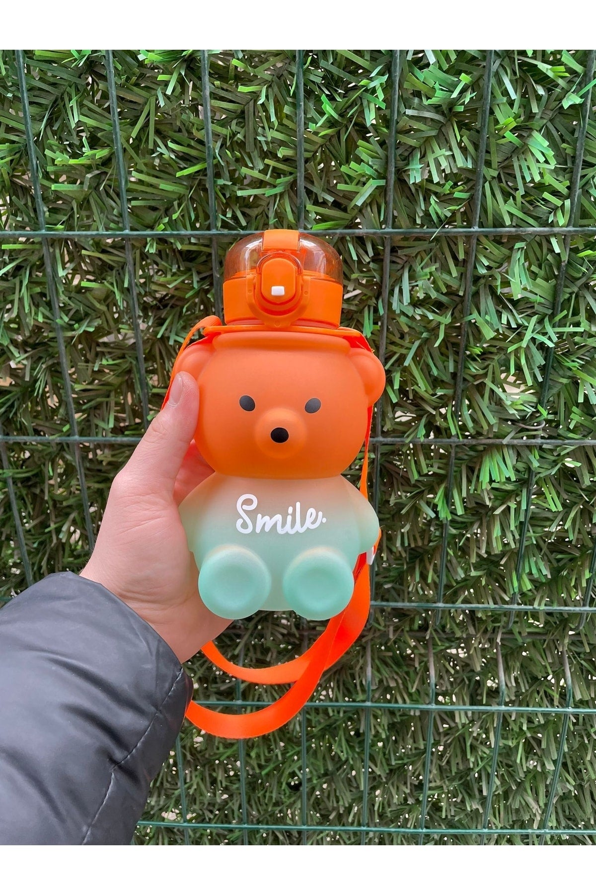 800 Ml Smile Teddy Bear Model Water Flask Water Bottle Drinker Bpa Free Drinker Kids School Water Bottle