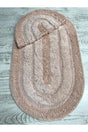 Natural Cotton Spaghetti Oval Powder 2 Pcs Bath Mat Set Bathroom Carpet Closet Set - Swordslife