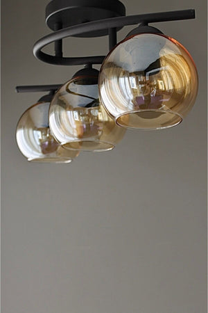Fuji Modern Decorative Living Room - Kitchen - Bedroom Black Color Honey Glass 3-Piece Chandelier