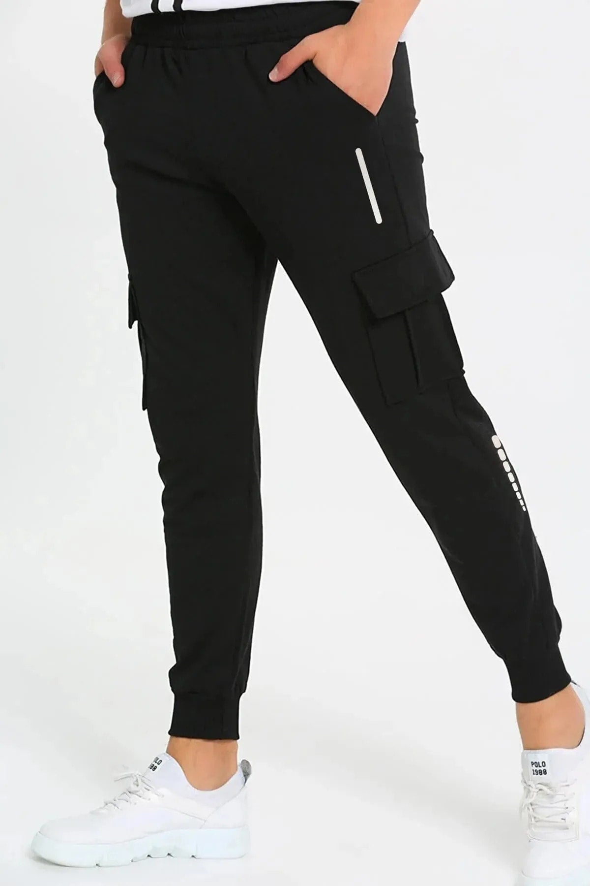 Unisex-Jogginghose mit Reflektor-Print und detaillierter Commando-Tasche