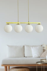 Caesar White Glass Modern Design Dining Table Top - Living Room 4-Piece Chandelier