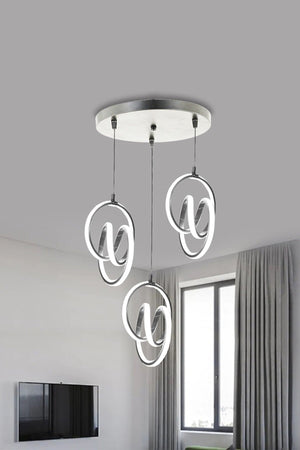 Original Signature 3-teiliger moderner LED-Kronleuchter mit silbernem Gehäuse und weißem Licht Signature 3-teiliger LED-Kronleuchter