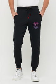 Men'S Black Slim Fit Slim Fit Jogger Sweatpants 2 Thread Raised