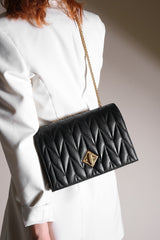 Women's Gold Color Chain Shoulder Bag Delbin Black