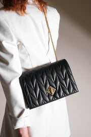 Women'S Gold Color Chain Shoulder Bag Delbin Black