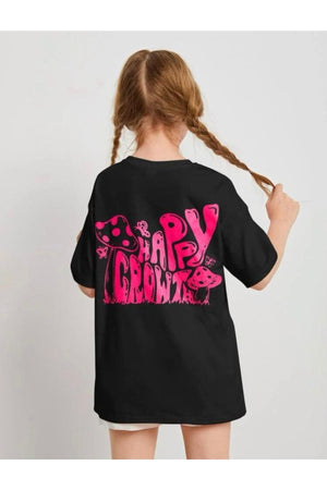 Pinkes T-Shirt mit Pilz-Print auf der Rückseite