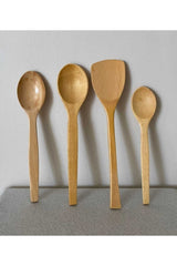 4-Piece ''bamboo'' Dinnerware - 4 Size Bamboo Spoons - Wooden Spoons. with gift (23 CM-28 CM-32 CM.)