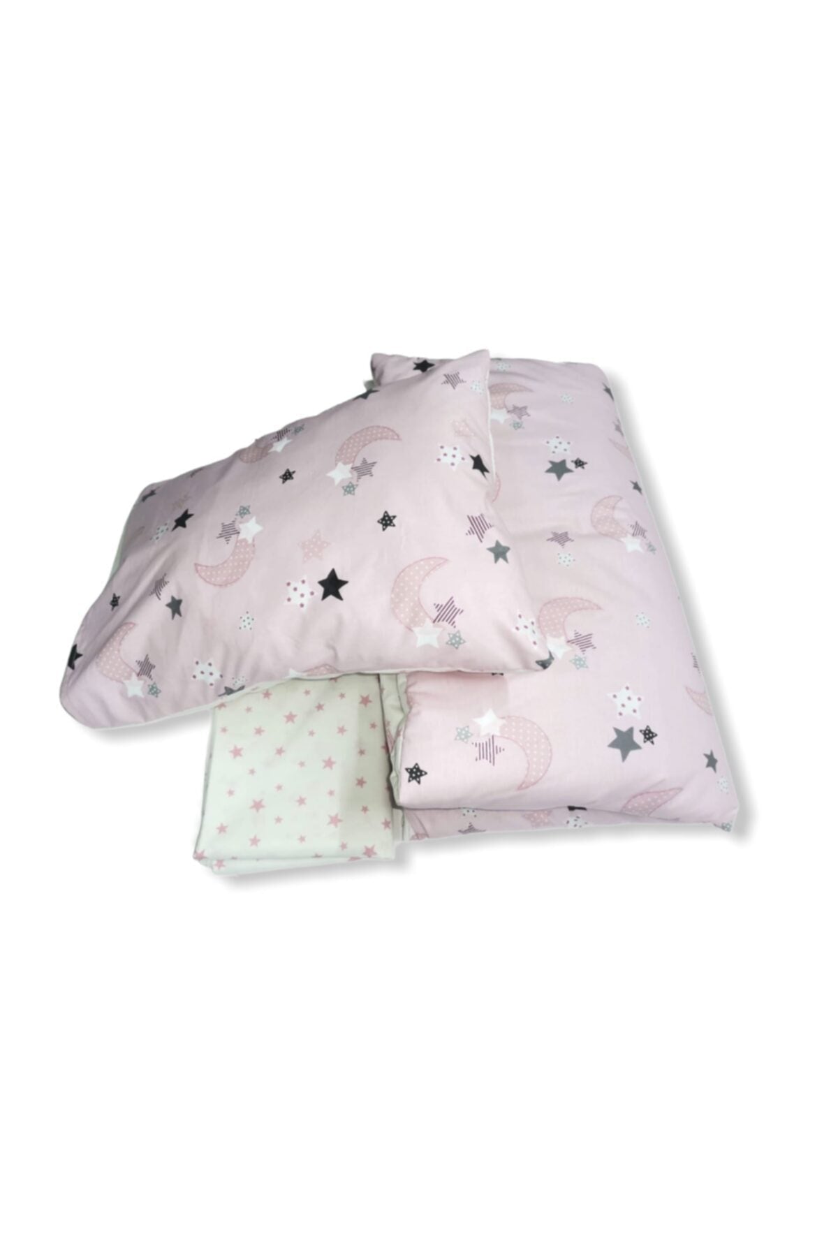 100% Cotton Baby Girl Duvet Cover Set 100X150 Pink Star And Crescent