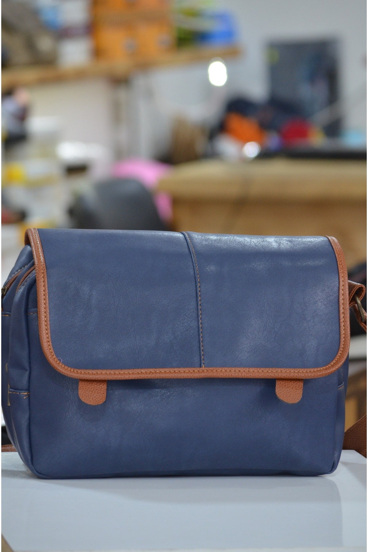 Handy Unisex Navy Blue Tobacco Messenger Bag, Briefcase, Travel Bag With Zipper Cover