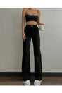 Black Lycra Pile Cuff Jeans - Swordslife