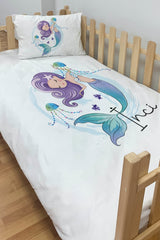 Custom Montessori Micro Satin Duvet Cover Set Mermaid