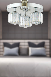 Sabrina 3 Piece Round Chrome Plated Plafonier With Crystal And Stone Modern Design Crystal Living Room Chandelier