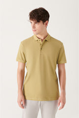  Мужская масляная зеленая футболка из 100 % хлопка с дышащим покрытием стандартного кроя с воротником-поло стандартного кроя E001004