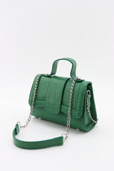 Women's Green Leather Chain Strap Mini Hand And Shoulder Bag