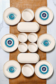 Nazar 14 Pieces Stackable Breakfast Set For 6 People - Luxurious Breakfast Serving Set Plate