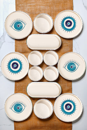 Nazar 14 Pieces Stackable Breakfast Set For 6 People - Luxurious Breakfast Serving Set Plate