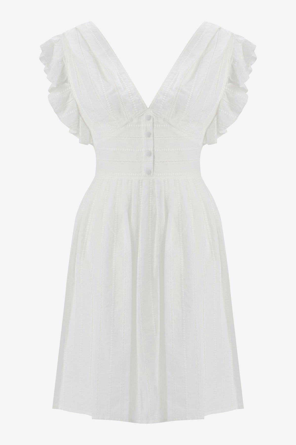 White Scalloped Sleeveless Midi Dress - Swordslife
