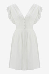 White Scalloped Sleeveless Midi Dress - Swordslife