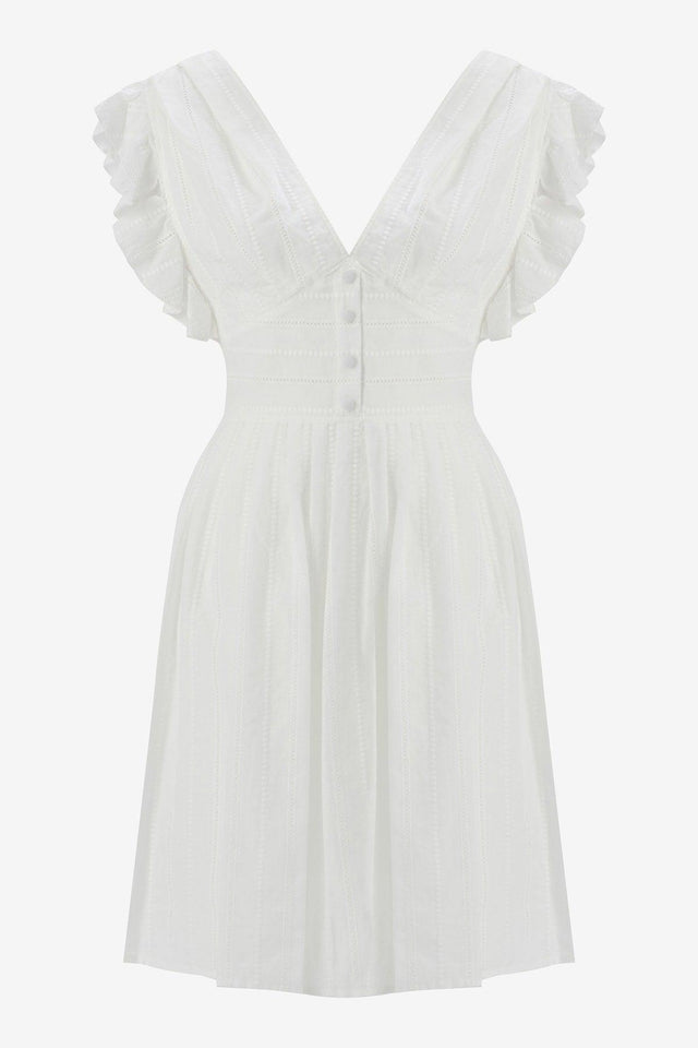 White Scalloped Sleeveless Midi Dress - Swordslife