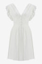 White Scalloped Sleeveless Midi Dress - Swordslife