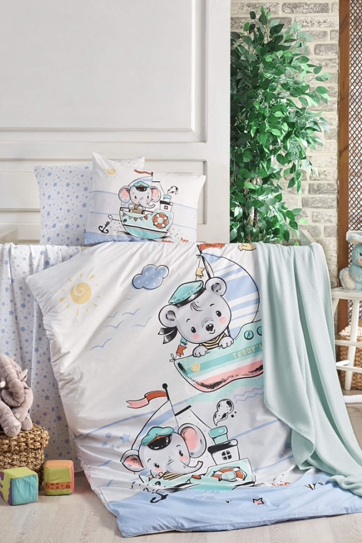 Crystal Sailing Ranforce Baby Duvet Cover Set - Blue