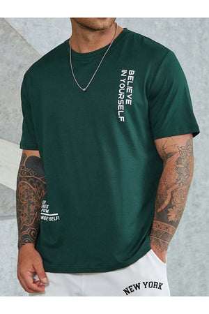 Men'S Green Believe Printed Oversize T-Shirt