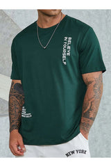 Men's Green Believe Printed Oversize T-shirt