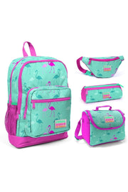 Green Flamingo 4-teiliges Grundschulranzen-Set für Mädchen